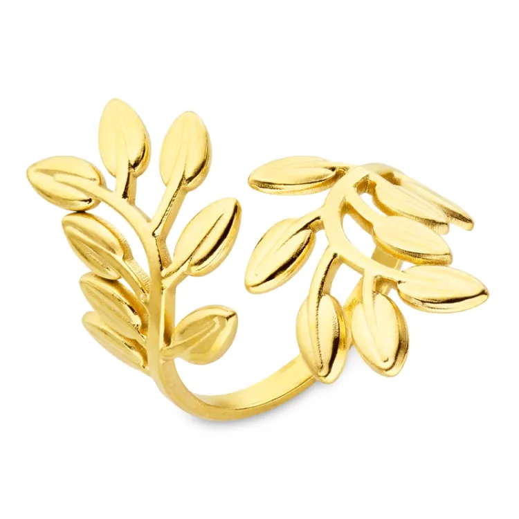 waterproof blad ring in verguld staal - OCEANA