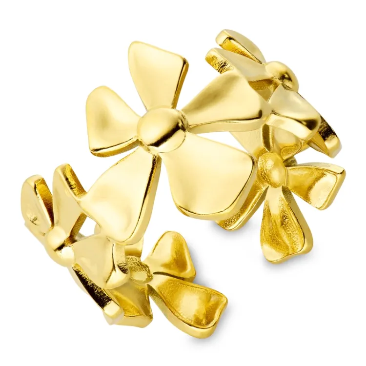 waterproof bloem ring in verguld staal - OCEANA