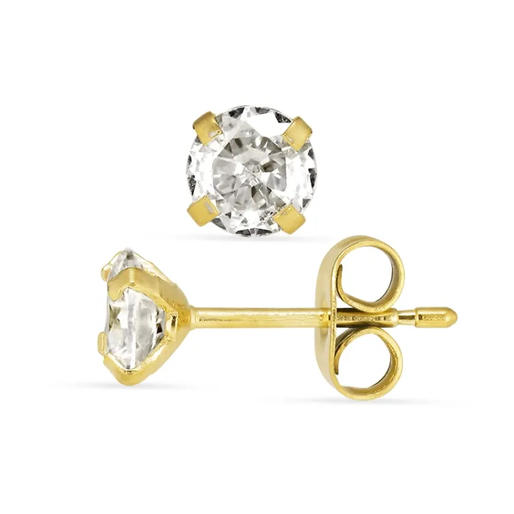 5 mm waterproof solitaire oorbel in verguld staal - OCEANA