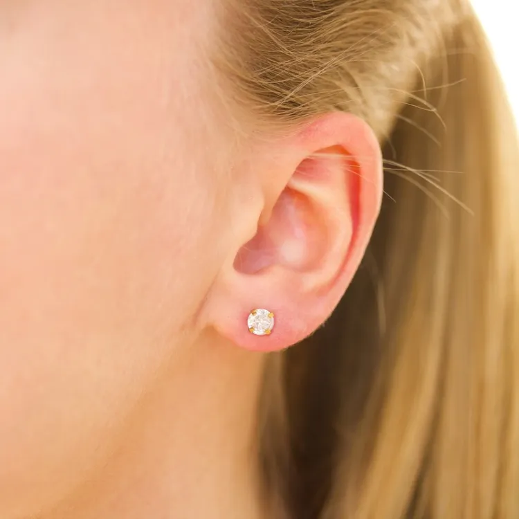 5 mm waterproof solitaire oorbel in verguld staal - OCEANA