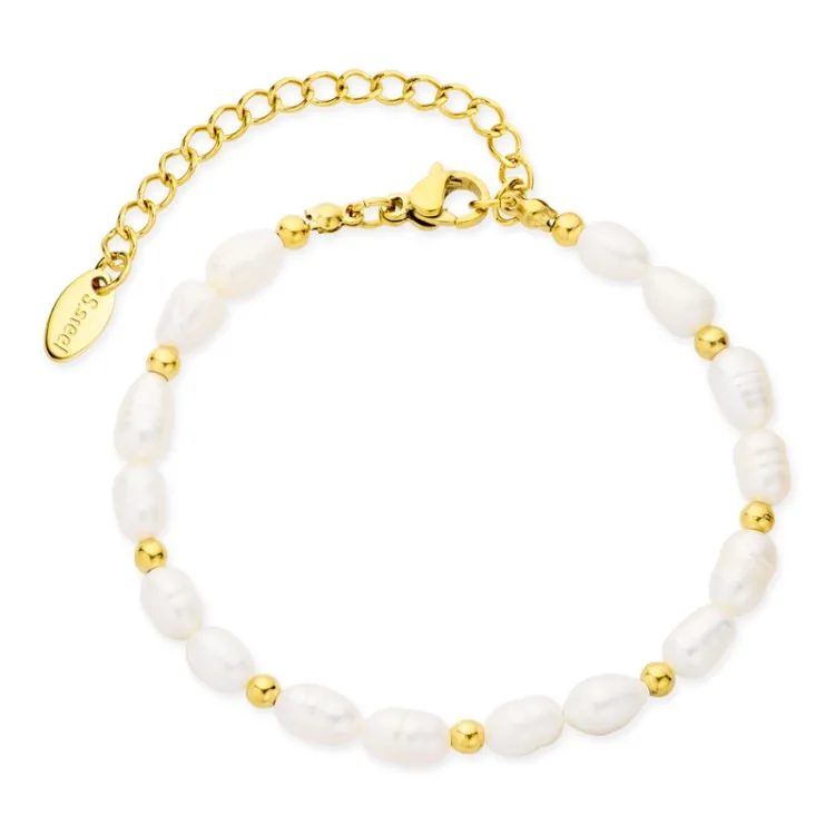 waterproof parel armband in verguld staal - OCEANA