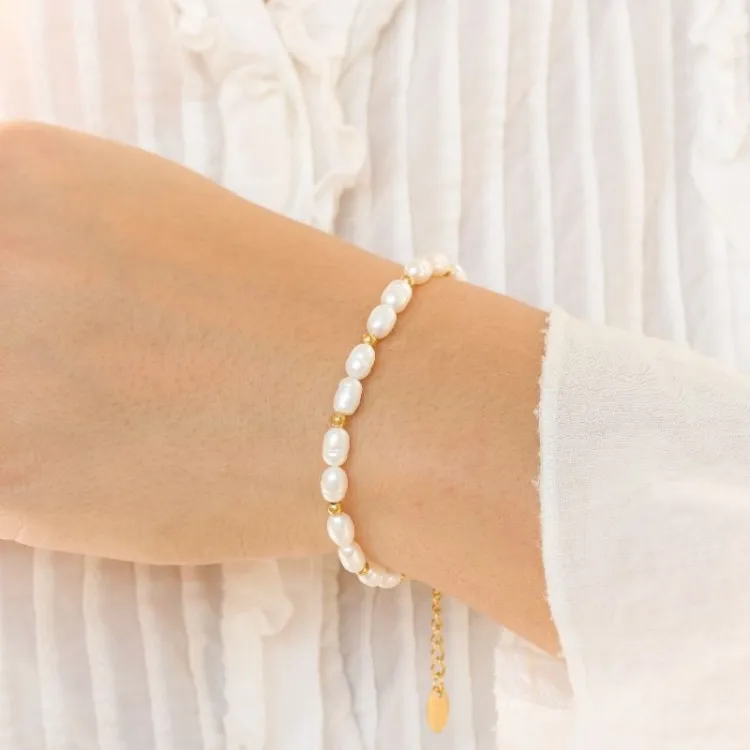 waterproof parel armband in verguld staal - OCEANA