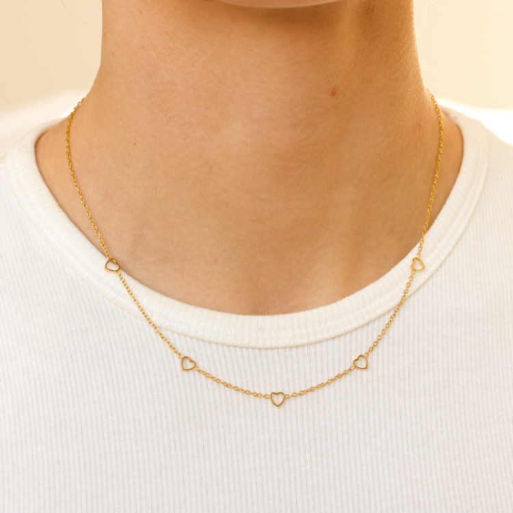 waterproof hart ketting in verguld staal - OCEANA