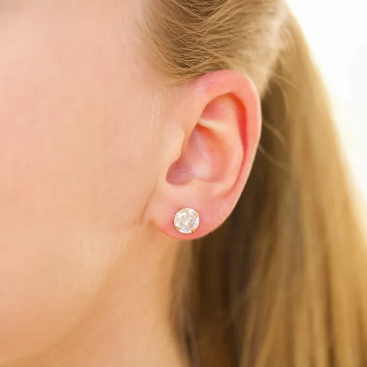 7 mm waterproof solitaire oorbel in verguld staal - OCEANA