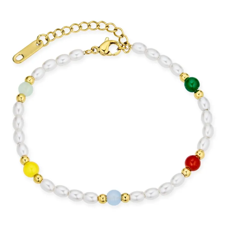 waterproof veelkleurig parel armband in verguld staal - OCEANA