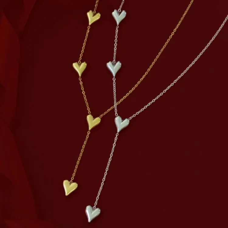 waterproof hart Y-ketting in verguld staal - OCEANA