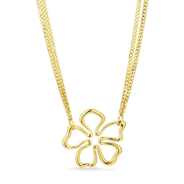 waterproof bloem ketting in verguld staal - OCEANA