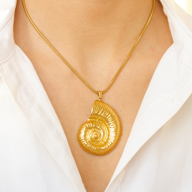 waterproof mossel ketting in verguld staal - OCEANA