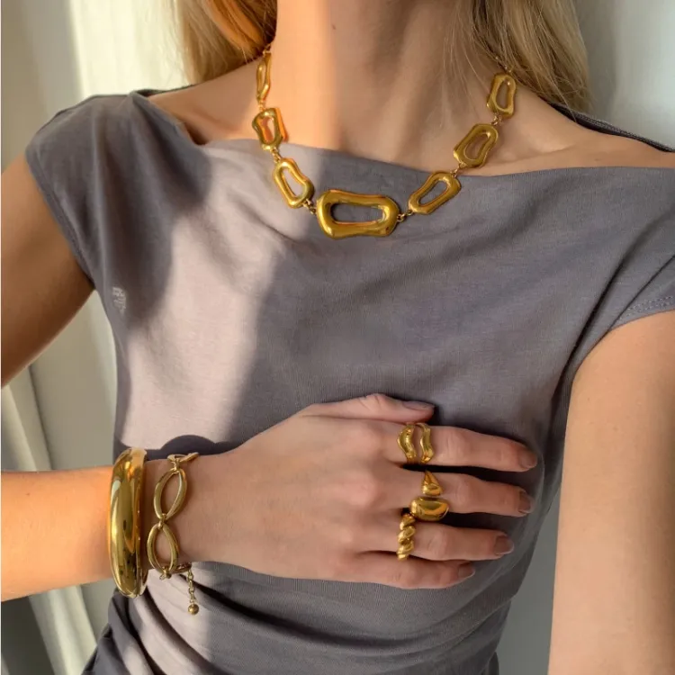 waterproof ketting in verguld staal - OCEANA