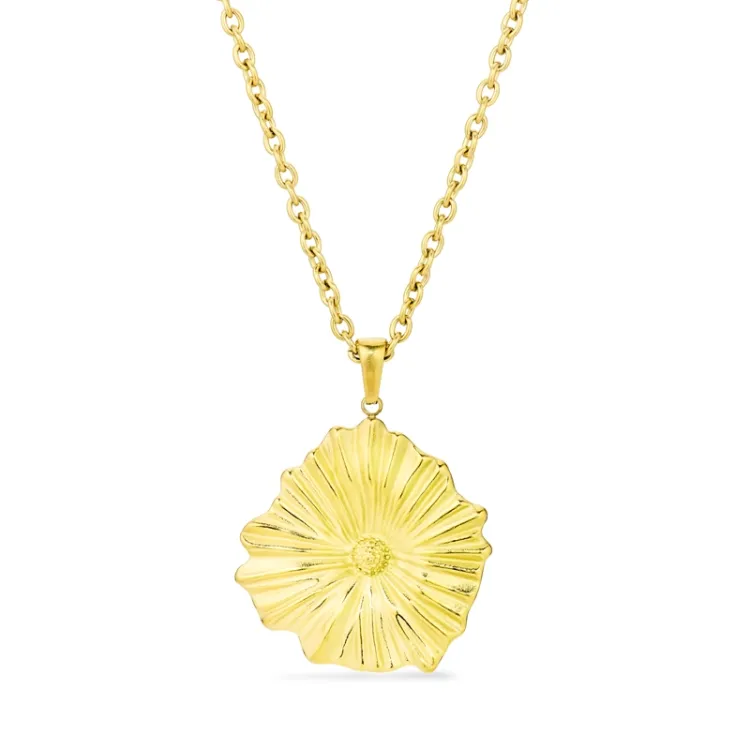 waterproof bloem ketting in verguld staal - OCEANA