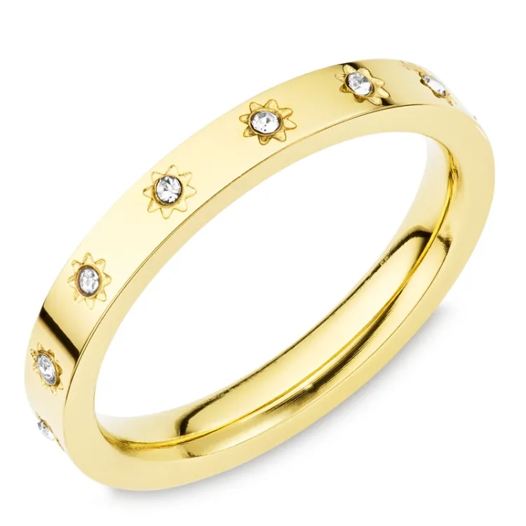waterproof zirkoon ring in verguld staal - OCEANA
