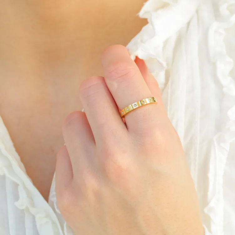 waterproof zirkoon ring in verguld staal - OCEANA