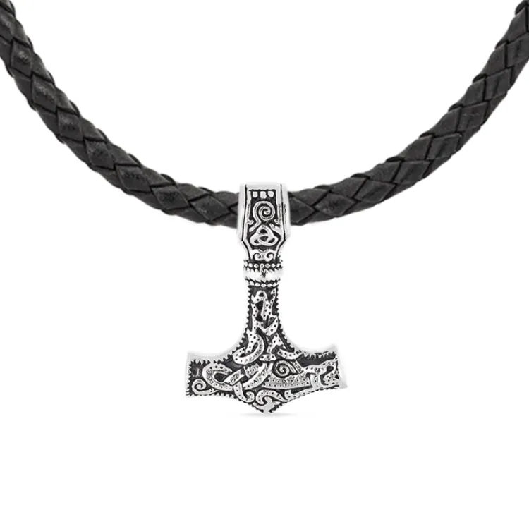 waterproof de hamer van thor ketting in leren met hanger in staal - OCEANA