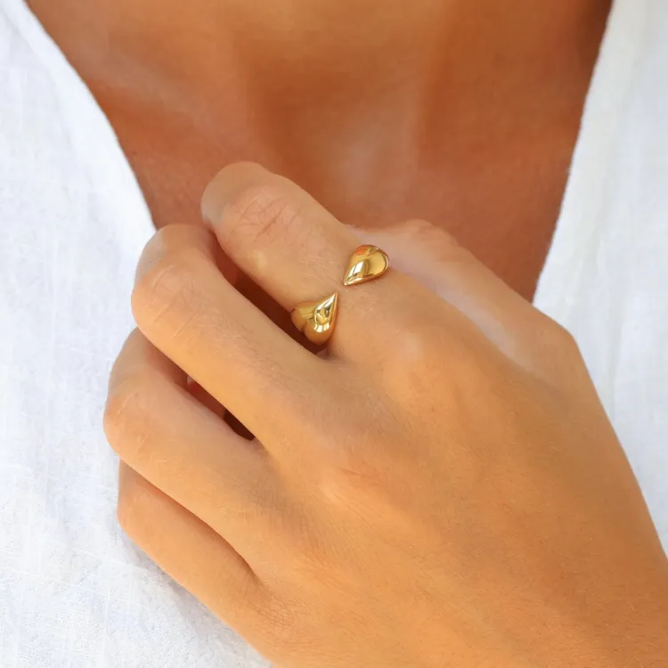 waterproof verstelbaar ring in verguld staal - OCEANA