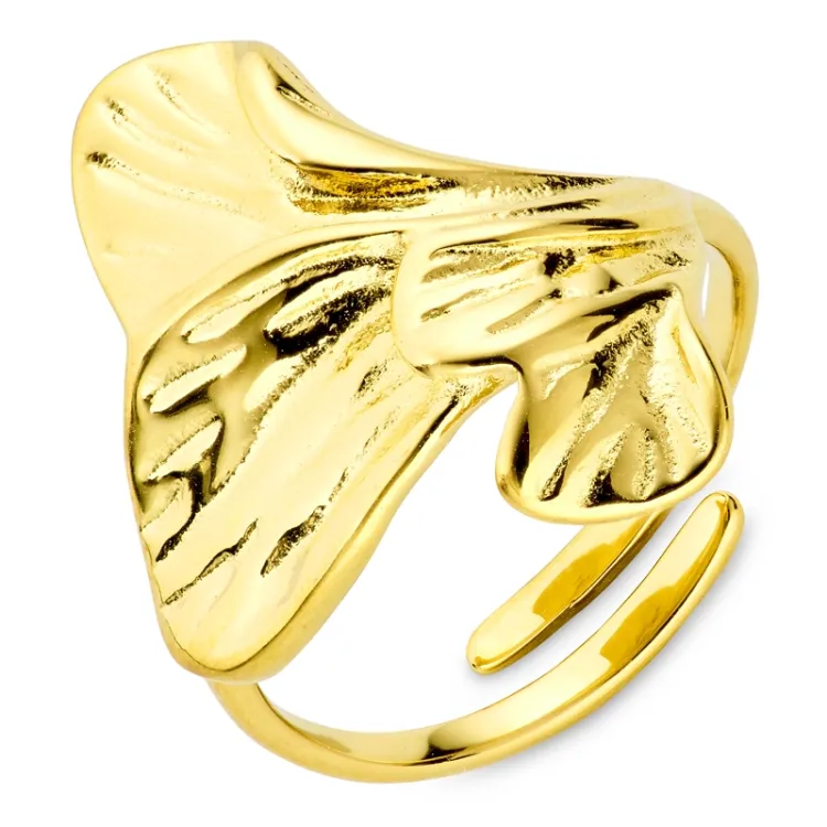 waterproof blad verstelbaar ring in verguld staal - OCEANA