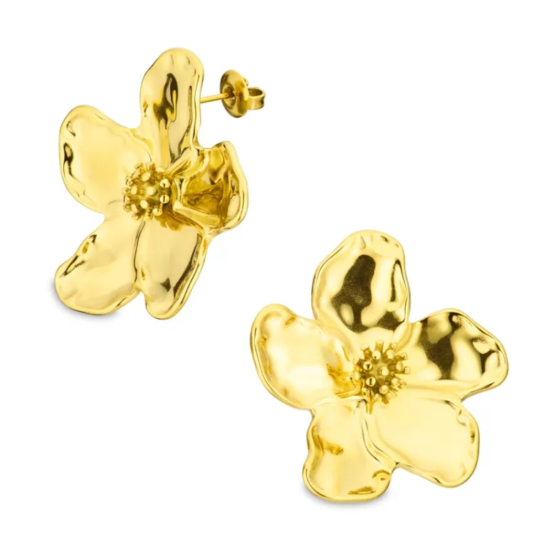 waterproof bloem oorbellen in verguld staal - OCEANA