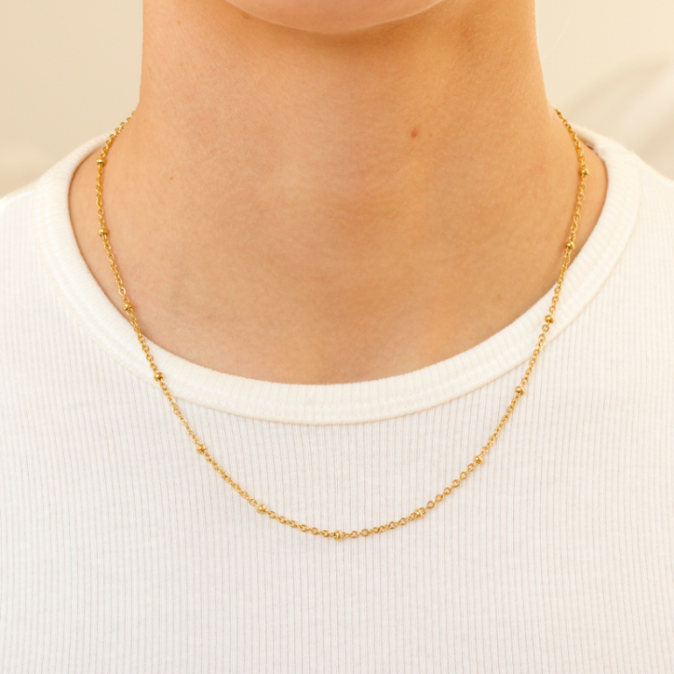 waterproof bolletje ketting in verguld staal 45 cm x 2,8 mm  - OCEANA
