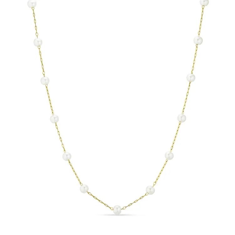 waterproof parel ketting in verguld staal 45+5 cm x 4,2 mm  - OCEANA