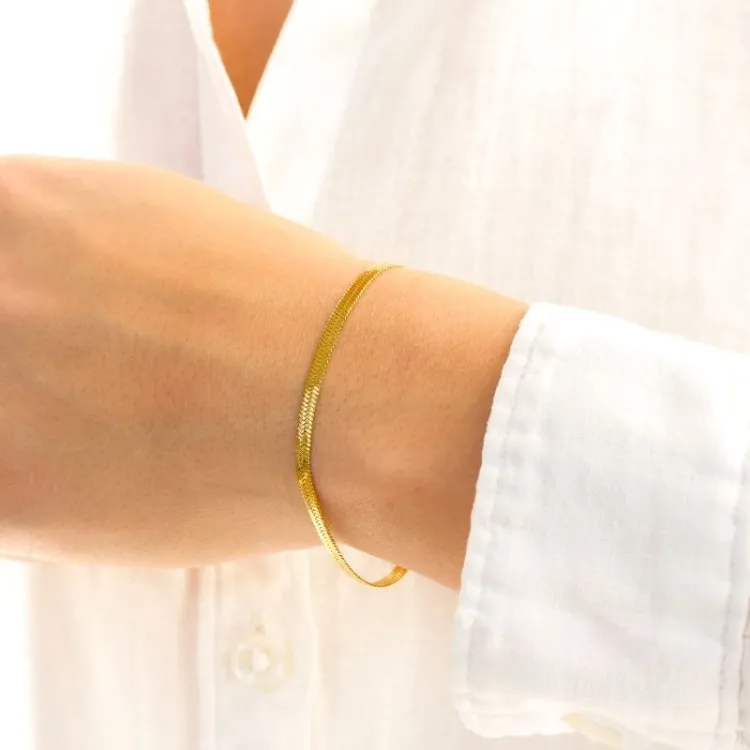 waterproof slangenarmband in verguld staal  x 3 mm  - OCEANA