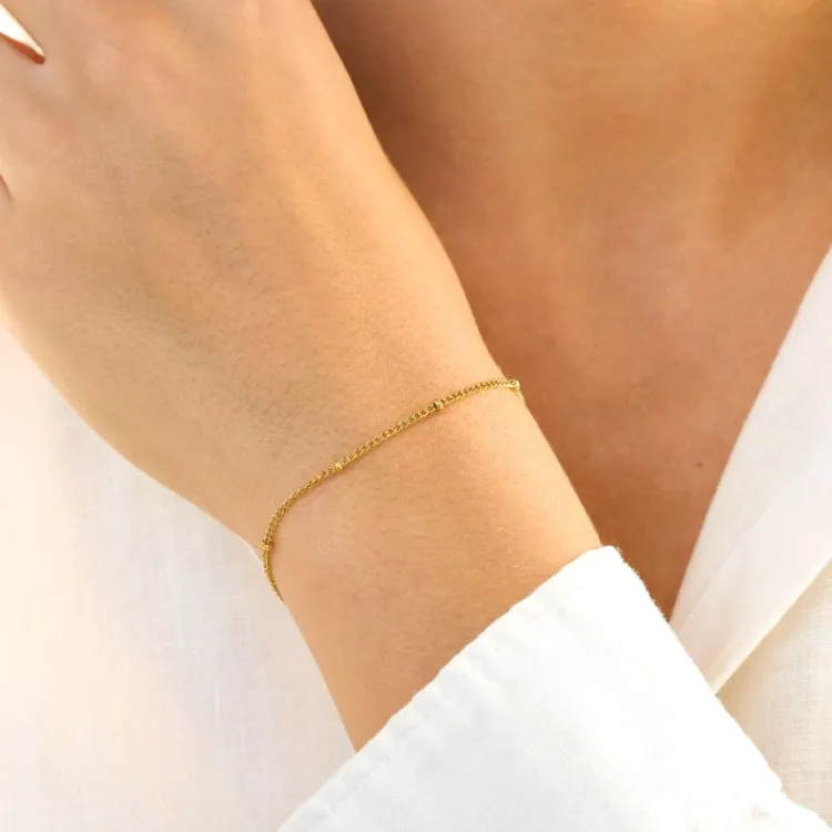 waterproof bolletje armband in verguld staal 16+5 cm x 2,0 mm  - OCEANA