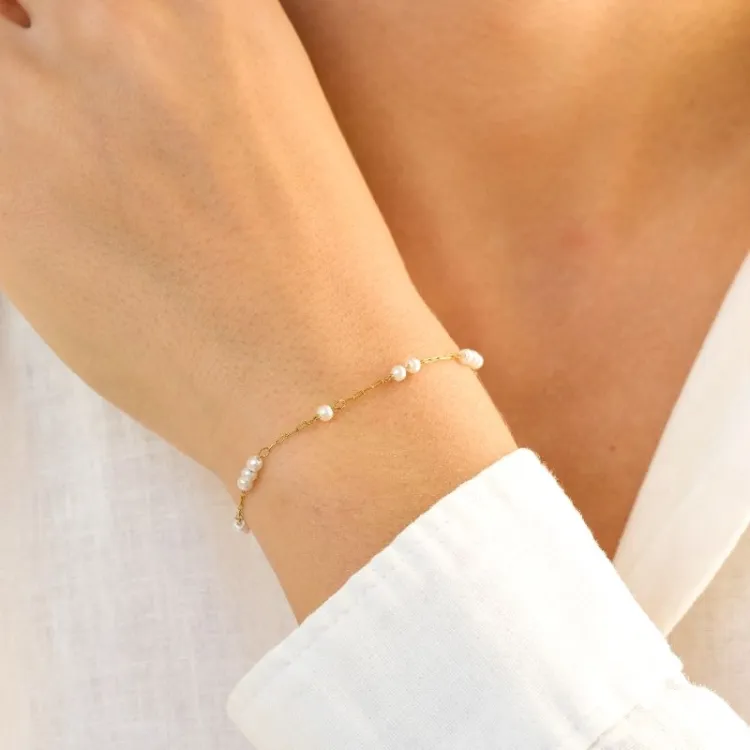 waterproof parel armband in verguld staal - OCEANA