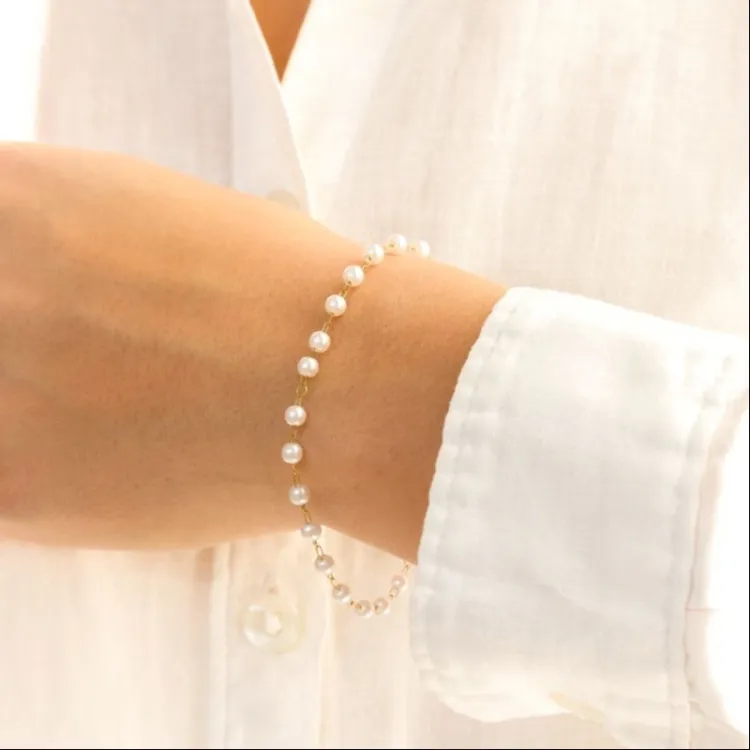 waterproof parel armband in verguld staal - OCEANA