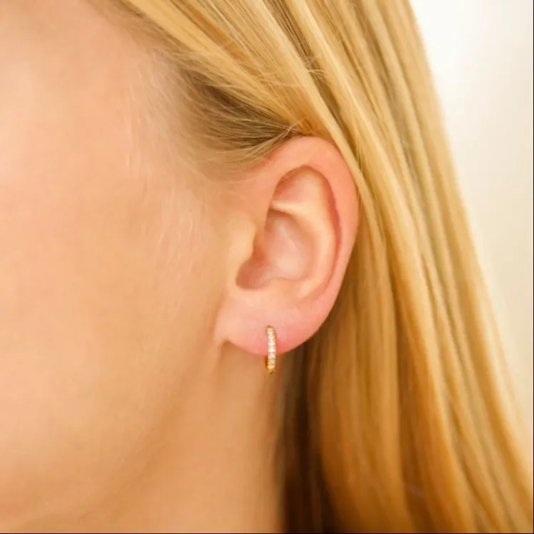 11 mm waterproof zirkoon creool in verguld staal - OCEANA