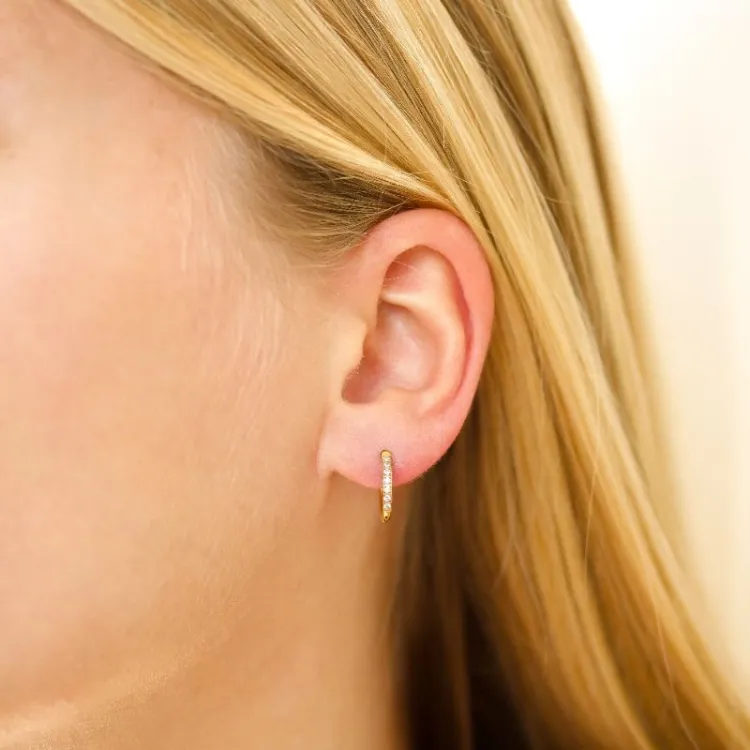 13 mm waterproof zirkoon creool in verguld staal - OCEANA