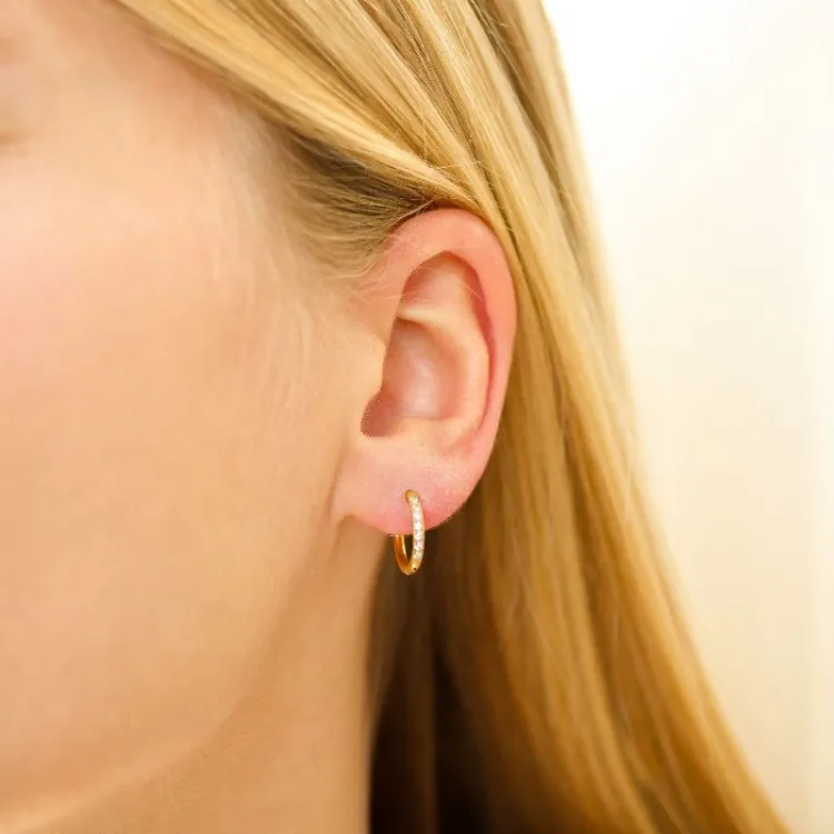 13 mm waterproof zirkoon creool in verguld staal - OCEANA