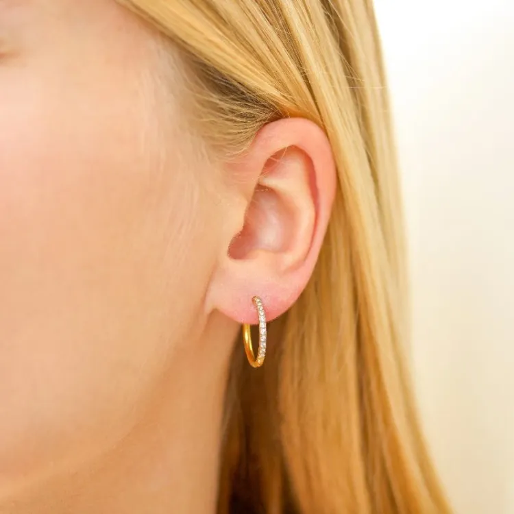 17 mm waterproof zirkoon creool in verguld staal - OCEANA