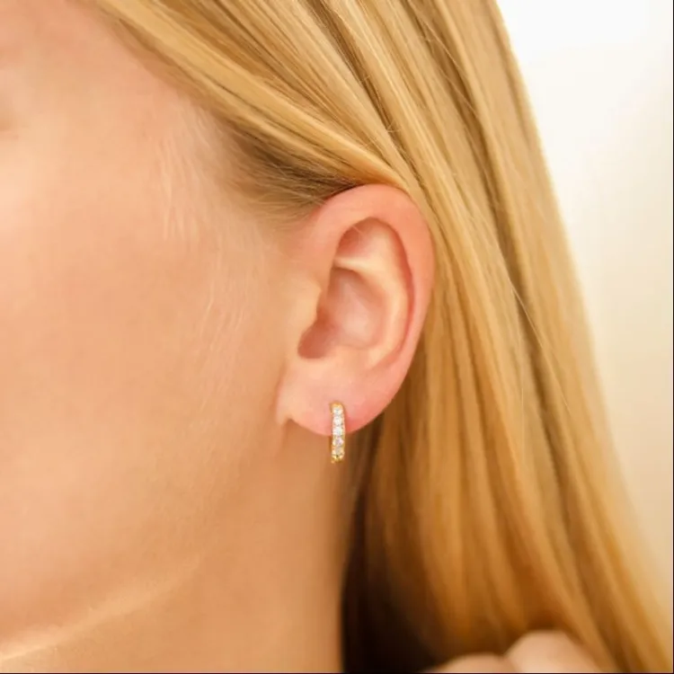 13 mm waterproof zirkoon creool in verguld staal - OCEANA