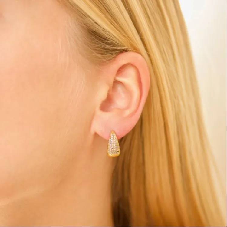 waterproof zirkoon creool in verguld staal - OCEANA