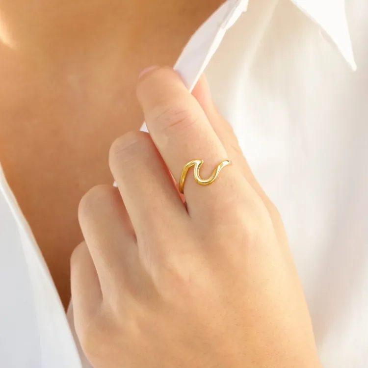 waterproof verstelbaar ring in verguld staal - OCEANA
