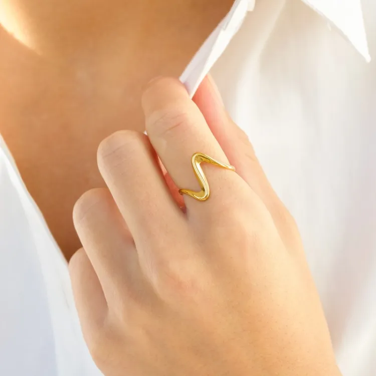 waterproof verstelbaar ring in verguld staal - OCEANA