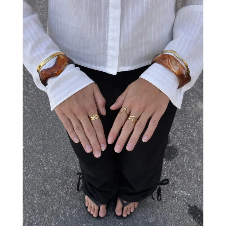 waterproof verstelbaar ring in verguld staal - OCEANA