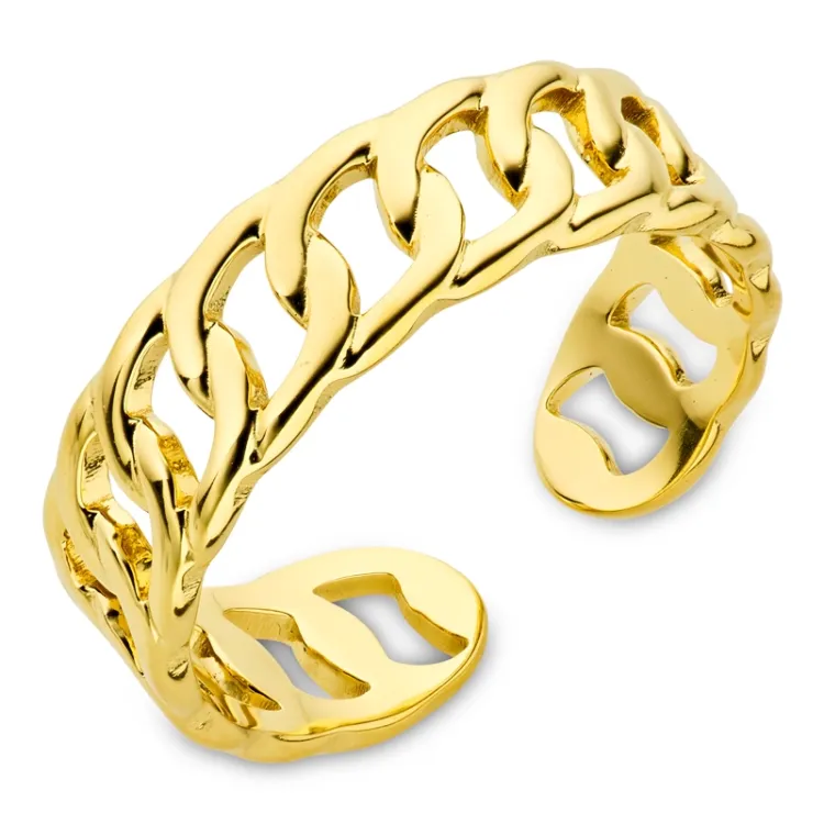 waterproof panzer verstelbaar ring in verguld staal - OCEANA