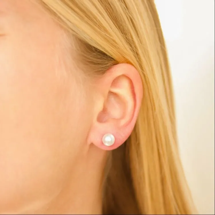7 mm waterproof parel oorsteker in verguld staal - OCEANA