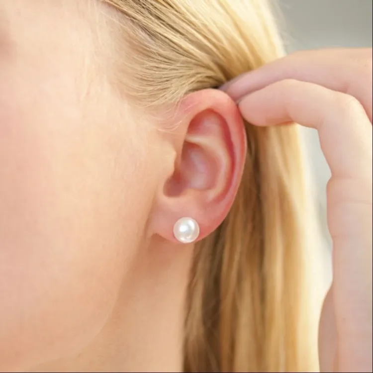 8 mm waterproof parel oorsteker in verguld staal - OCEANA