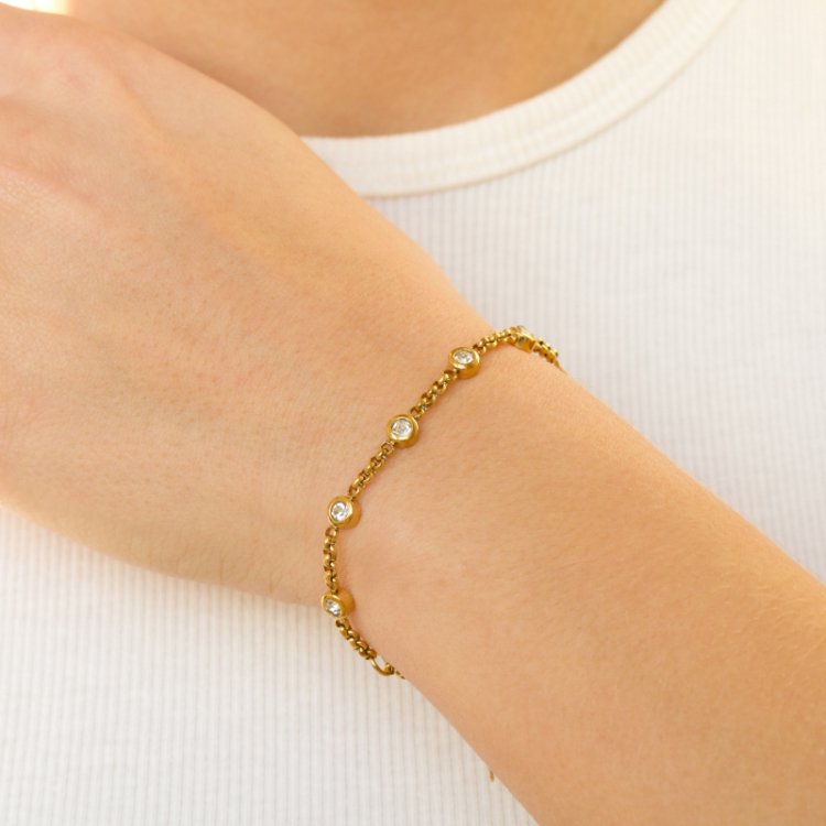 waterproof zirkoon armband in verguld staal - OCEANA