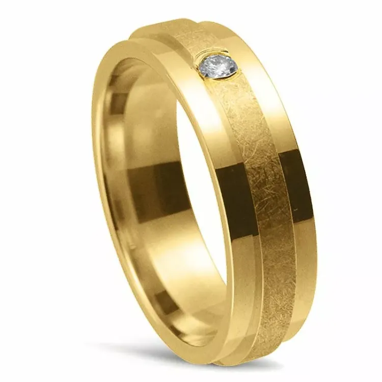 Breed Damesring in 14 karaat goud 0,06 ct