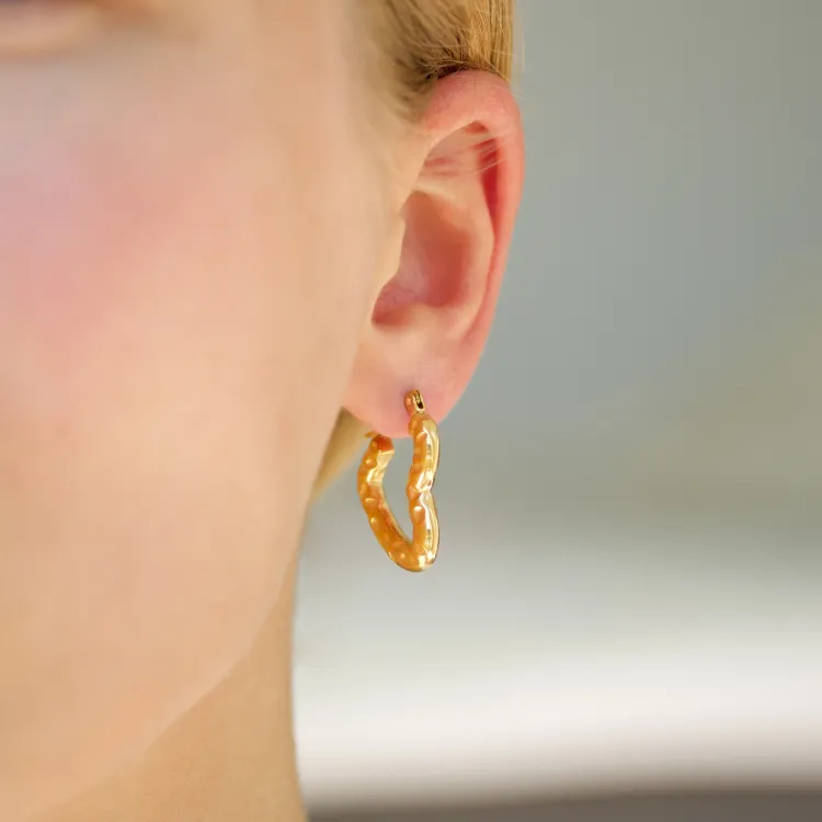 waterproof hart oorbellen in verguld staal - OCEANA