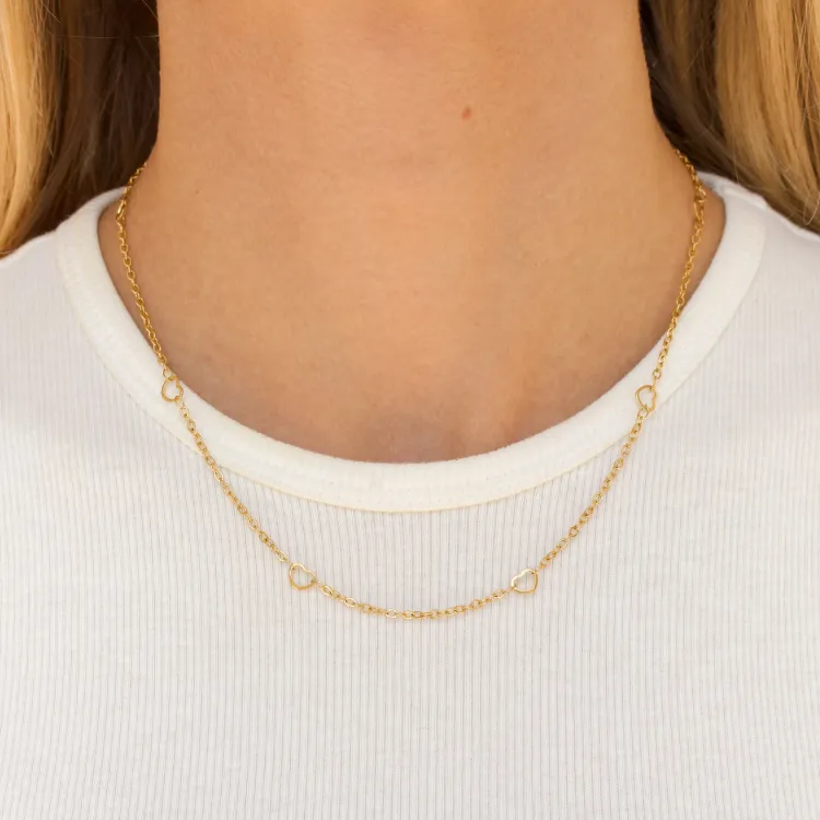 waterproof hart ketting in verguld staal  x 5,2 mm  - OCEANA