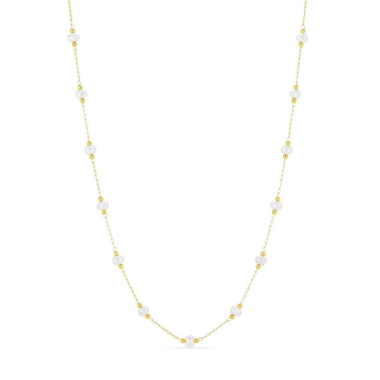 waterproof parel ketting in verguld staal - OCEANA