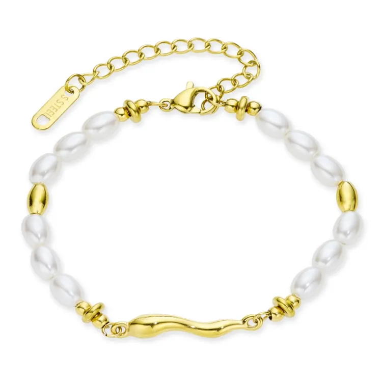 waterproof parel armband in verguld staal - OCEANA