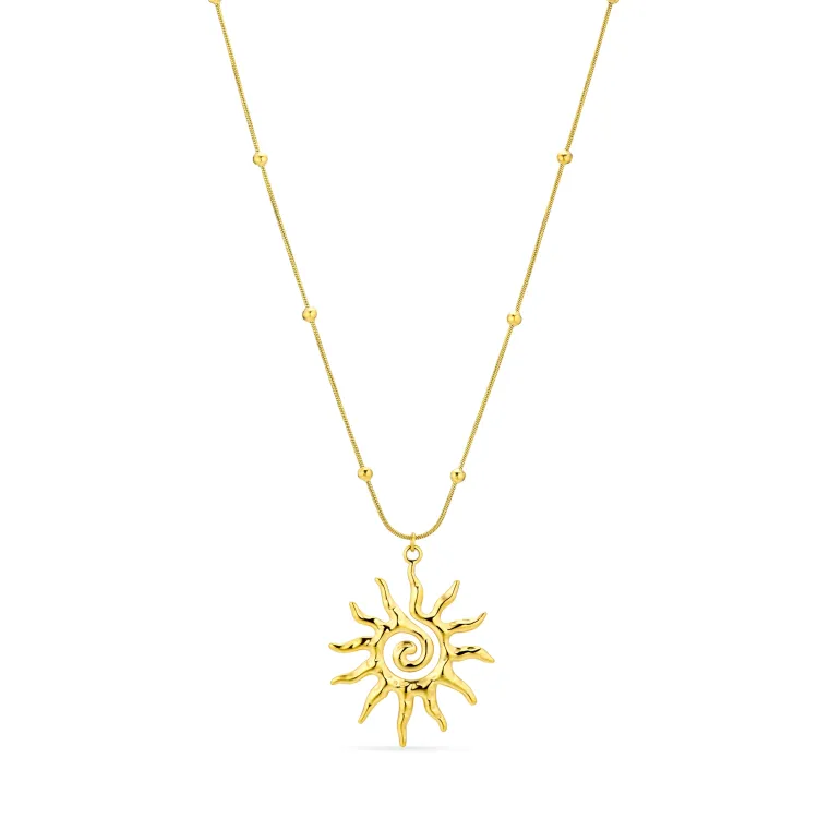 waterproof zon ketting in verguld staal met hanger in verguld staal - OCEANA
