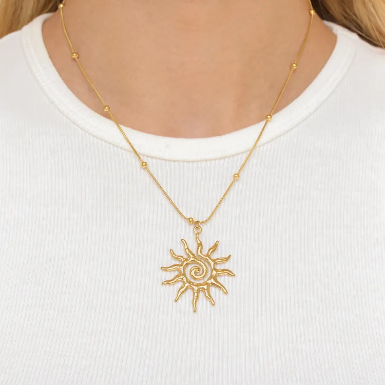 waterproof zon ketting in verguld staal met hanger in verguld staal - OCEANA