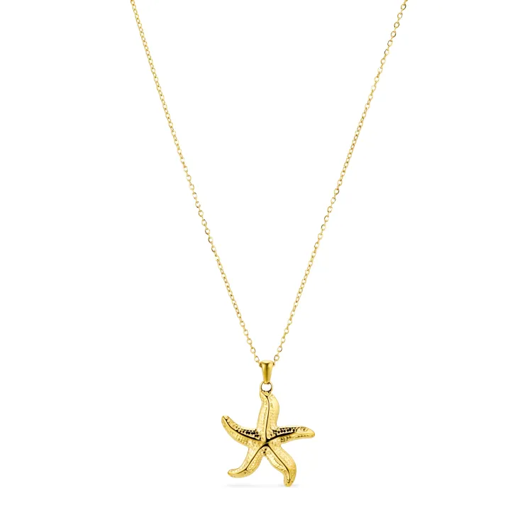 waterproof zeester ketting in verguld staal - OCEANA