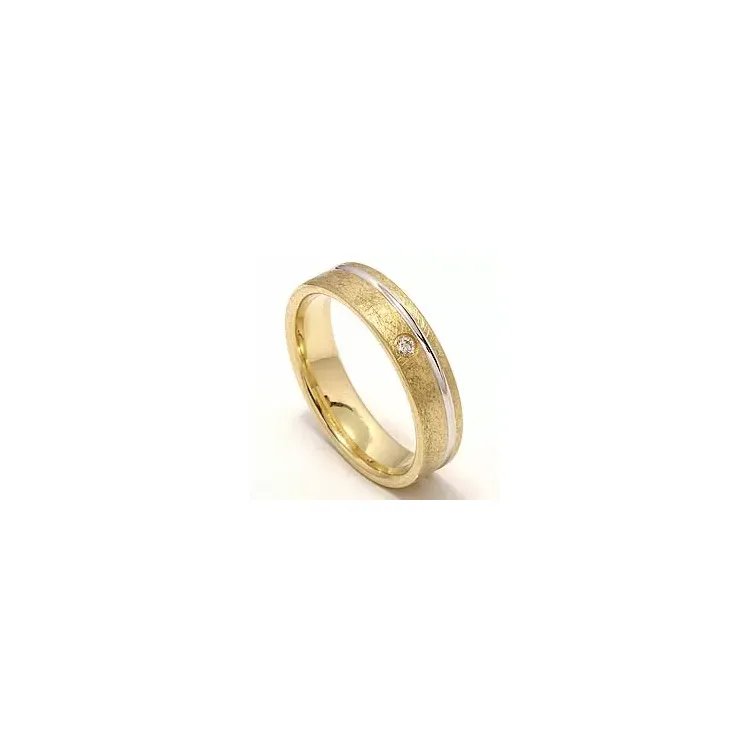 tweekleurige diamant trouwring in 14 karaat goud-en witgoud 1 x 0,025 ct