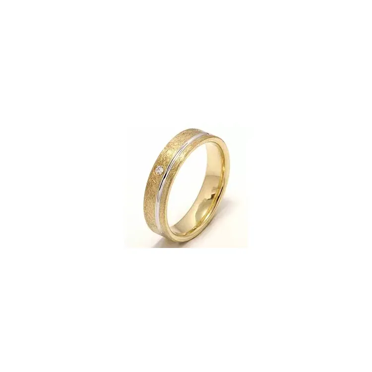 tweekleurige diamant trouwring in 14 karaat goud-en witgoud 1 x 0,025 ct