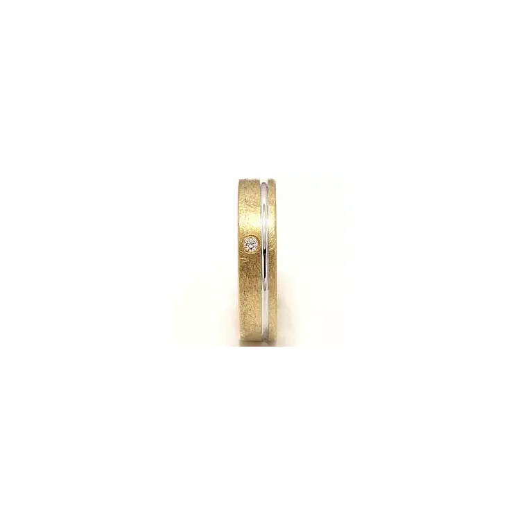 tweekleurige diamant trouwring in 14 karaat goud-en witgoud 1 x 0,025 ct